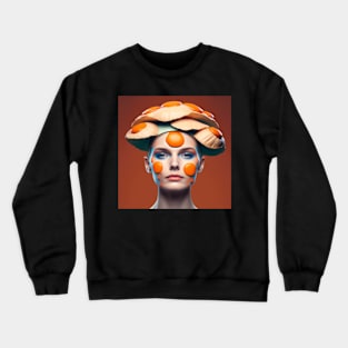 A woman with mushrooms on her head. Crewneck Sweatshirt
